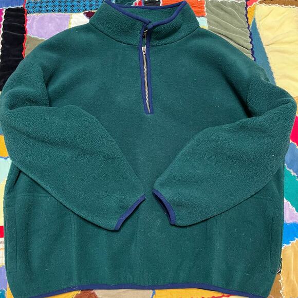 Vintage Avalanche Green w/ Navy Accent Fleece Pullover Jacket XL - Picture 1 of 6
